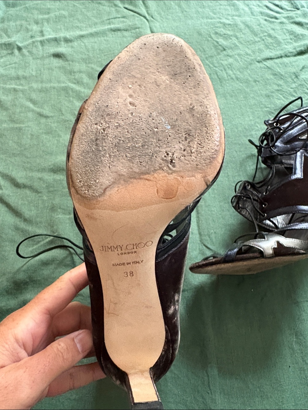 Jimmy Choo | Lace-Up Cutout Heeled Sandals - Picture 4 of 7